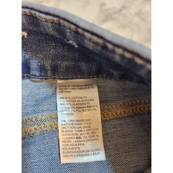 Chico's Women's Blue Destructed Pull-On Ankle Jeggings Jeans Medium Wash Size 10 - Picture 4 of 7